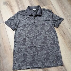 Versace Baroque Polo Shirt Grey Jacquard Print -Size L
